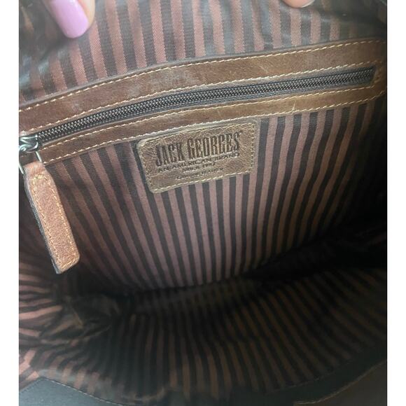 Jack Georges Voyager brown leather crossbody hobo bag handmade NWT